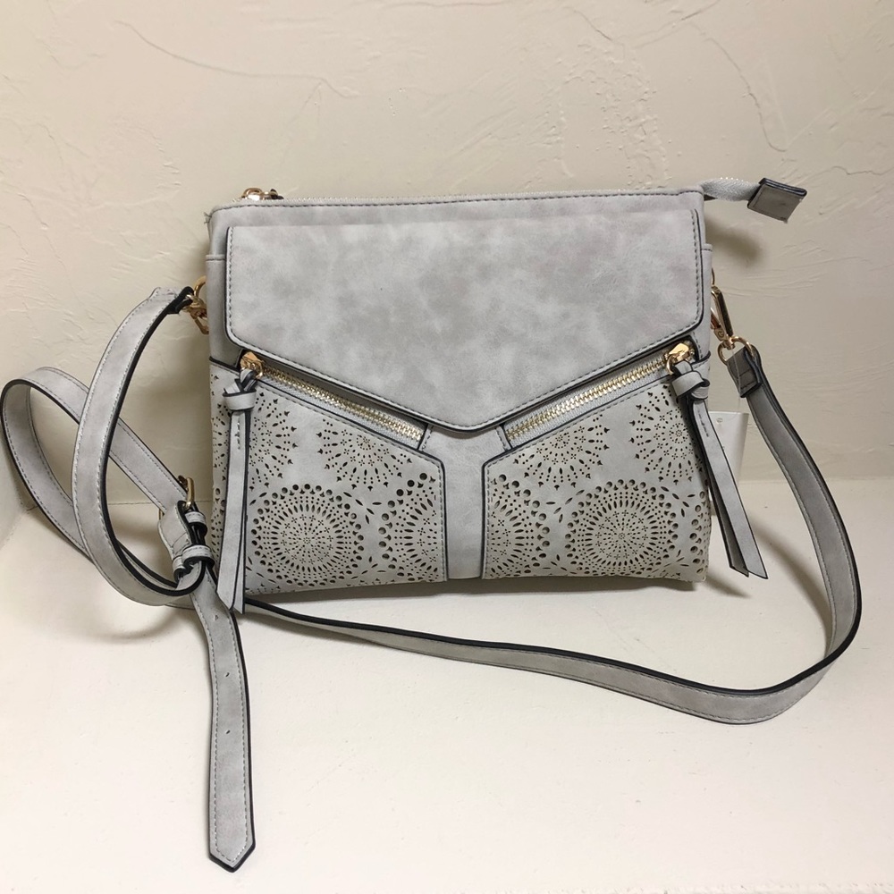 Gray crossbody purse